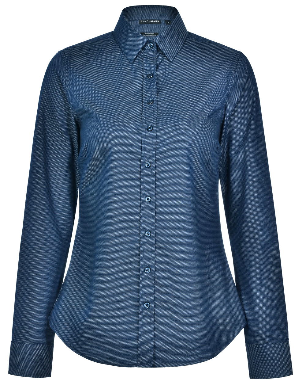 LADIES ASCOT LONG SLEEVE DOT JACQUARD STRETCH SHIRT - M8400L
