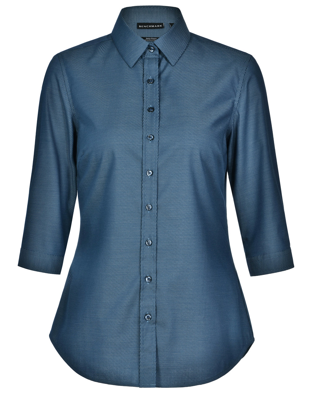 LADIES ASCOT 3/4 SLEEVE DOT JACQUARD STRETCH SHIRT - M8400Q