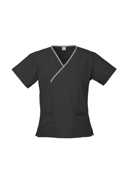 Ladies Contrast Crossover Scrubs Top - H10722