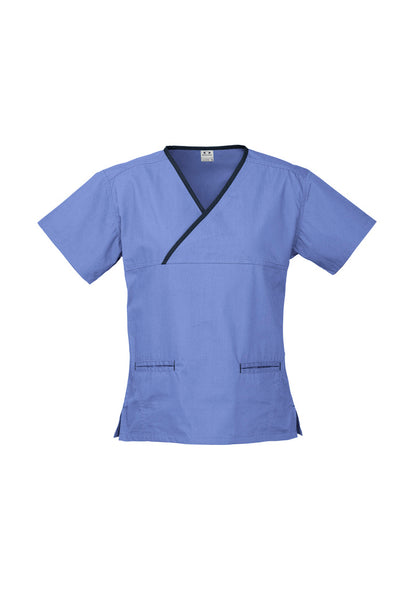 Ladies Contrast Crossover Scrubs Top - H10722