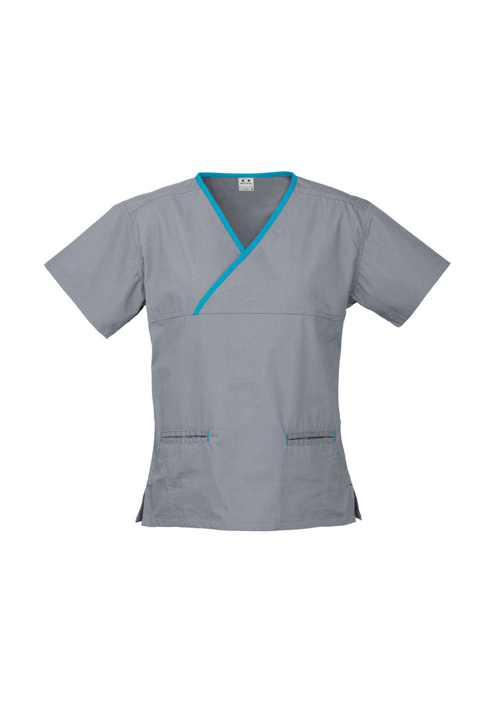 Ladies Contrast Crossover Scrubs Top - H10722