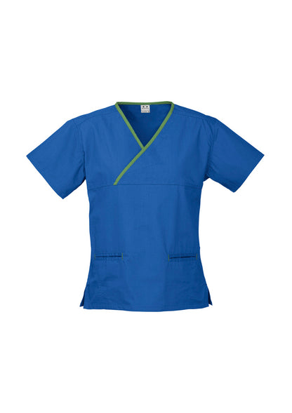 Ladies Contrast Crossover Scrubs Top - H10722