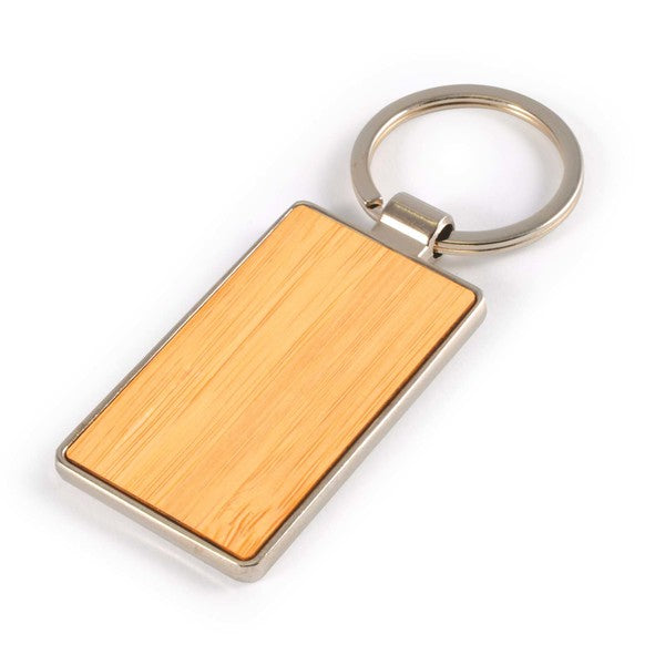 Rectangle Bamboo Zinc Keytag - LL3526