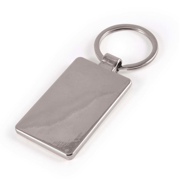 Rectangle Bamboo Zinc Keytag - LL3526