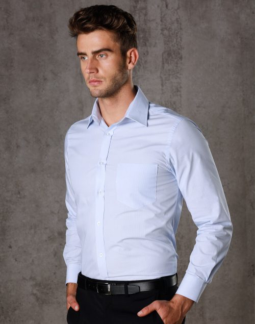 Men's Fine Stripe Long Sleeve Shirt - M7212