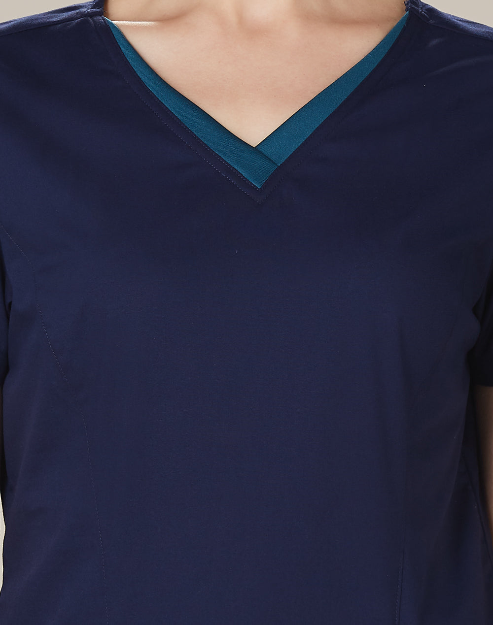 LADIES V-NECK CONTRAST TRIM SCRUB TOP - M7660