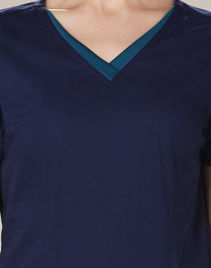 LADIES V-NECK CONTRAST TRIM SCRUB TOP - M7660