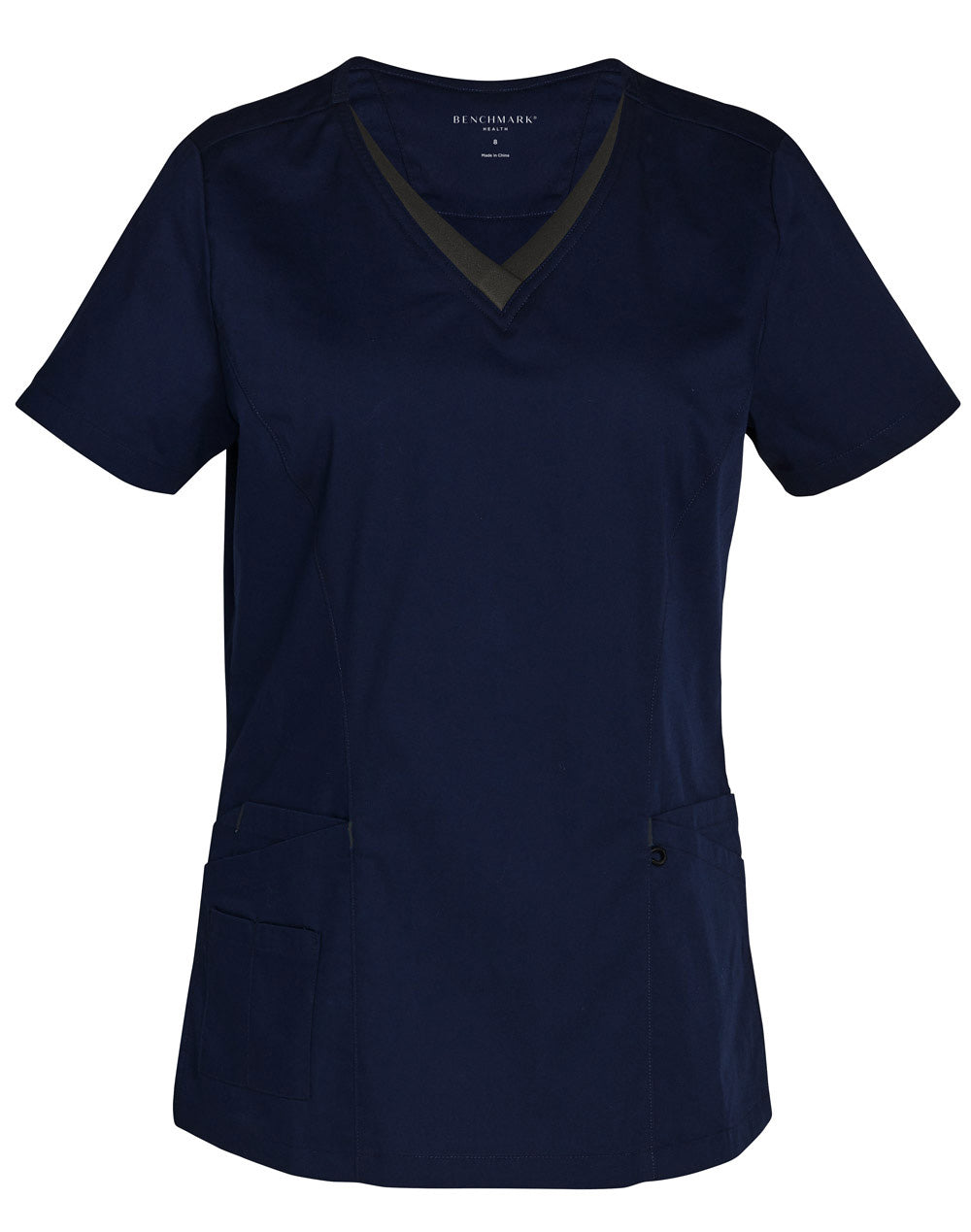 LADIES V-NECK CONTRAST TRIM SCRUB TOP - M7660