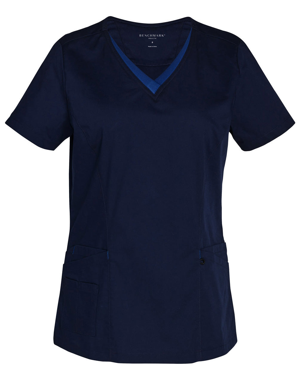 LADIES V-NECK CONTRAST TRIM SCRUB TOP - M7660