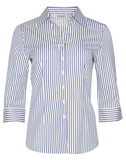 Women's Executive Sateen Stripe 3/4 Sleeve Shirt - M8310Q