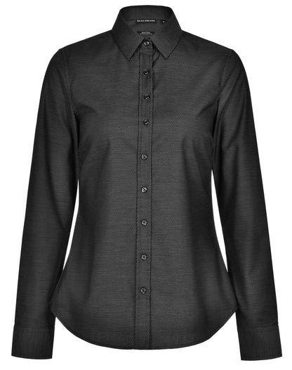 LADIES ASCOT LONG SLEEVE DOT JACQUARD STRETCH SHIRT - M8400L