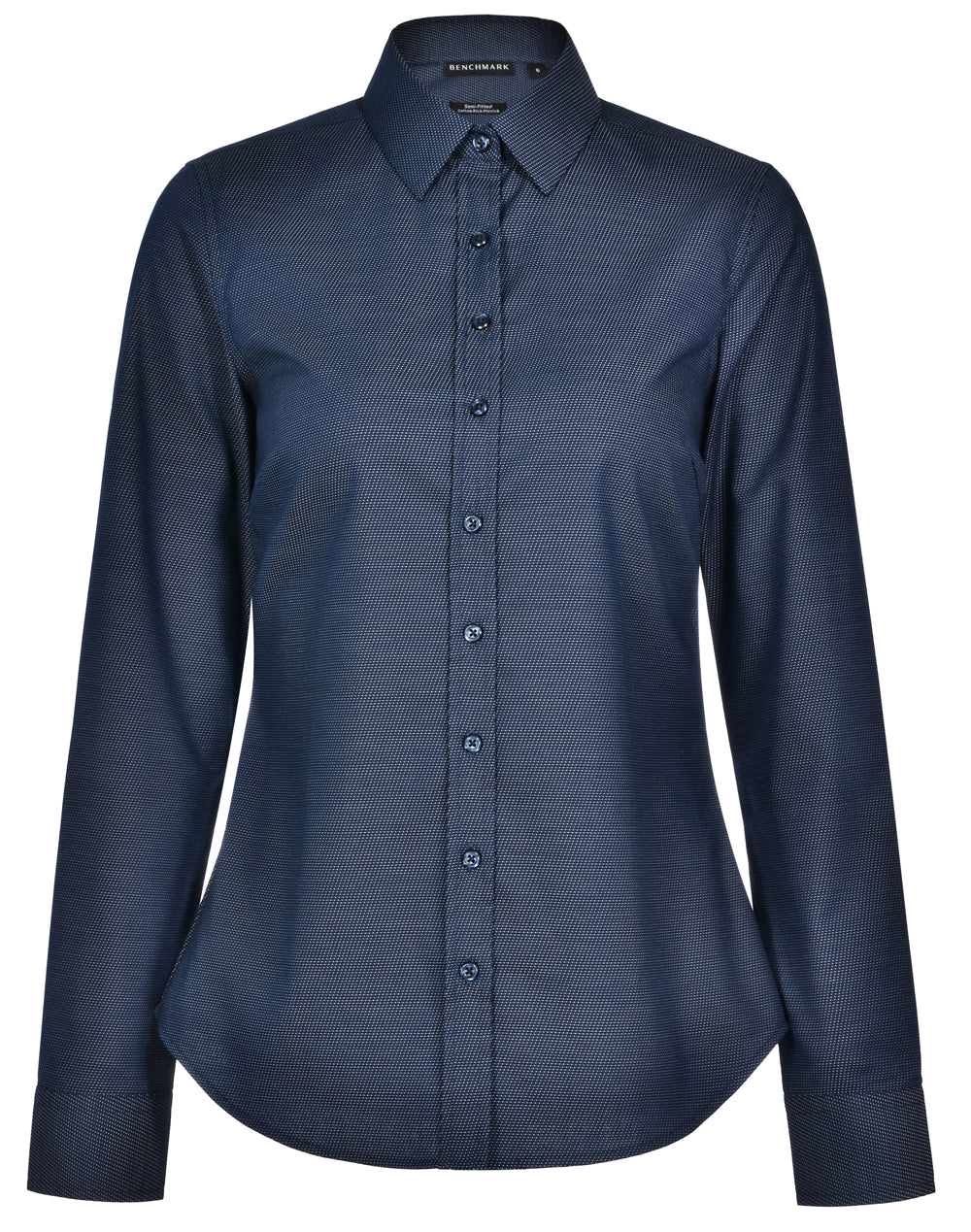 LADIES ASCOT LONG SLEEVE DOT JACQUARD STRETCH SHIRT - M8400L