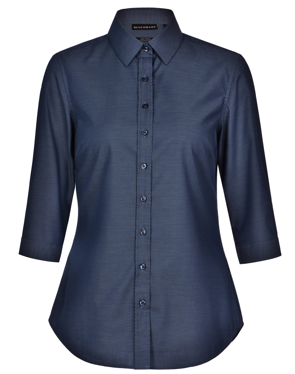 LADIES ASCOT 3/4 SLEEVE DOT JACQUARD STRETCH SHIRT - M8400Q