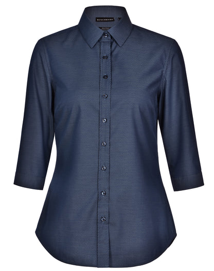 LADIES ASCOT 3/4 SLEEVE DOT JACQUARD STRETCH SHIRT - M8400Q