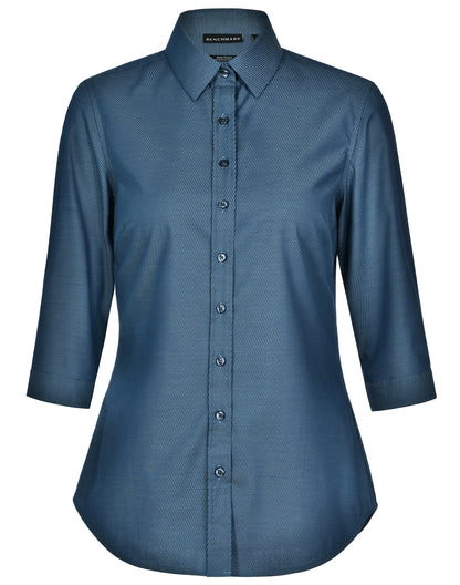 LADIES ASCOT 3/4 SLEEVE DOT JACQUARD STRETCH SHIRT - M8400Q