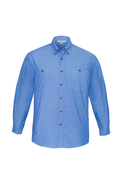 Mens Wrinkle Free Chambray Long Sleeve Shirt - SH112