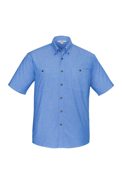 Mens Wrinkle Free Chambray Short Sleeve Shirt - SH113